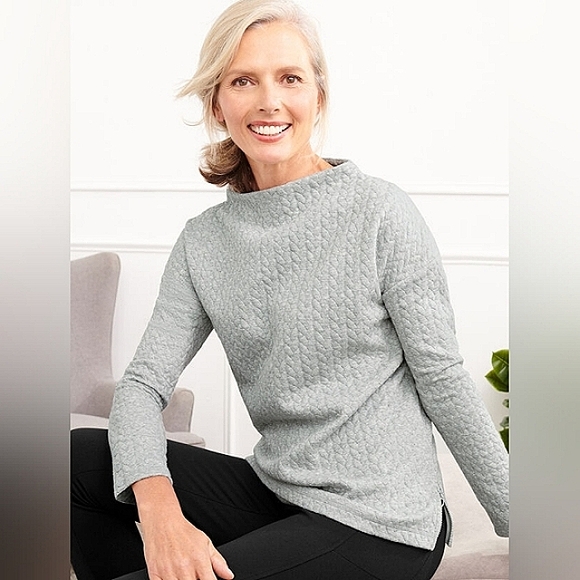 Talbots Sweaters - TALBOTS Quilted Jacquard Pullover - Lurex XLp